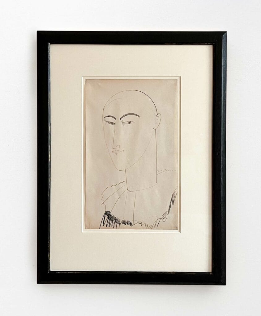 Amedeo Modigliano - dessin de Pierrot à la collerette de la collection du docteur Alexandre