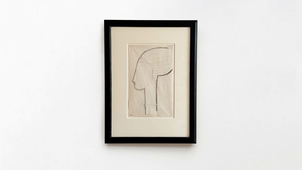 Amedeo Modigliani - tete de profil avec boucles d'oreille de l'ancienne collection Paul Alexandre