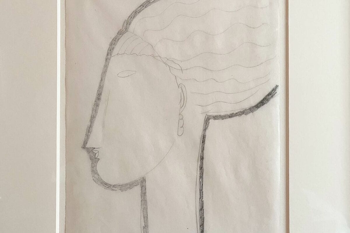 Tête de femme de profil - Dessin - Amedeo Modigliani