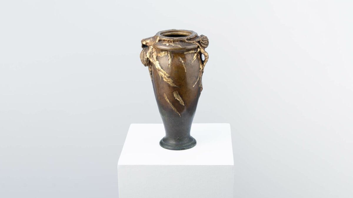 Vase Art nouveau en bronze patiné à décor de chardons - Albert Marionnet