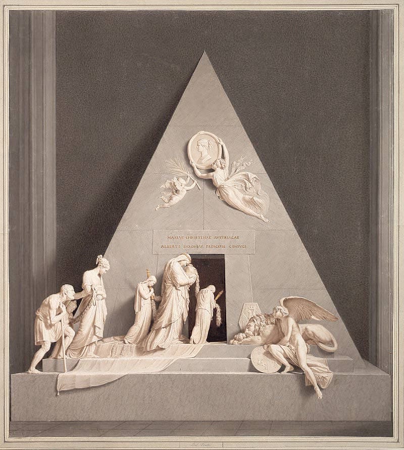 Dessin préparatoire de Domenico del frate pour le cénotaphe de l'archiduchesse marie christine sculpté par Canova aux capucins à Vienne