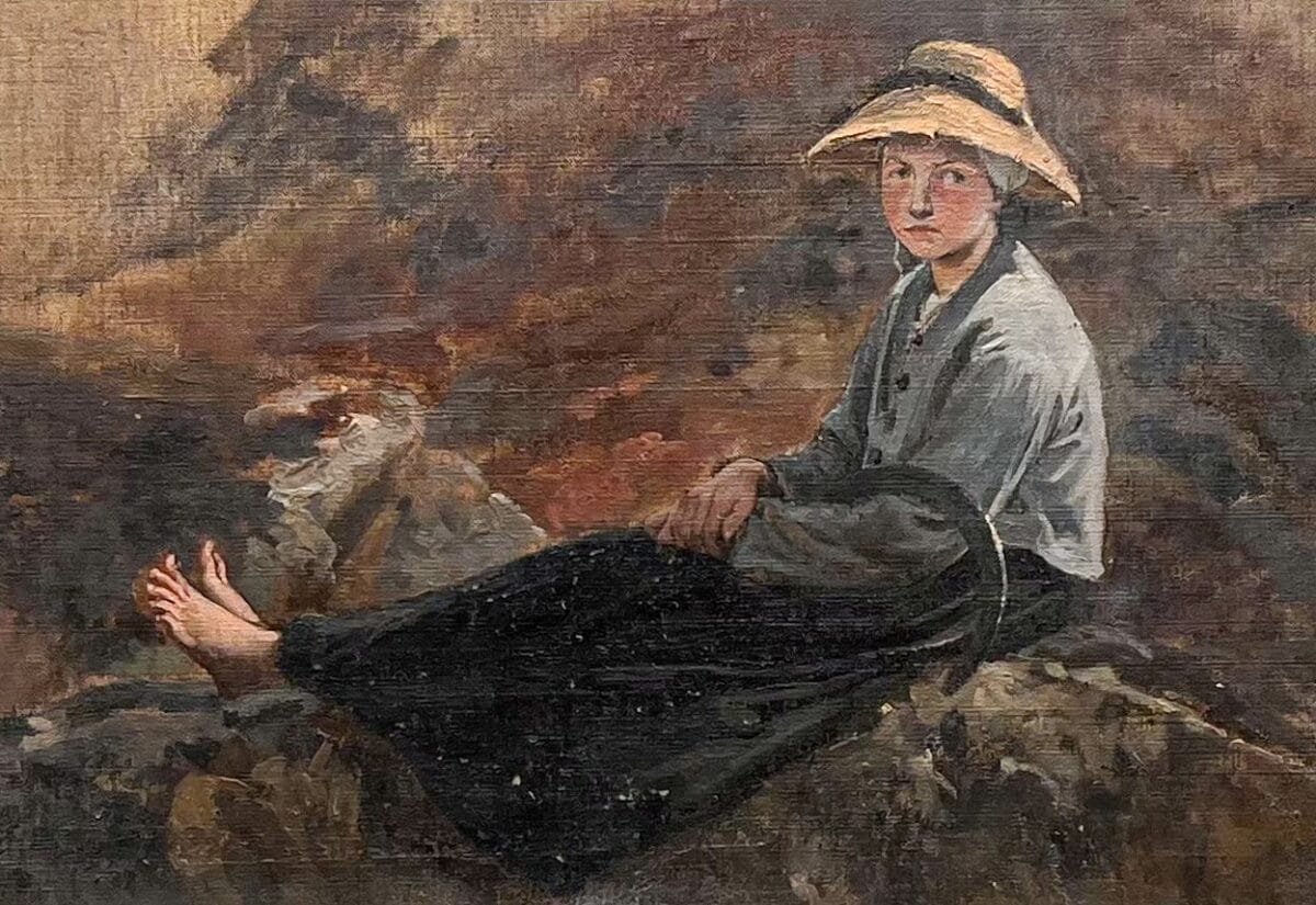 Huile sur toile - Etude d'une petite paysanne au repos - Alexis-Joseph Mazerolle – Image 3