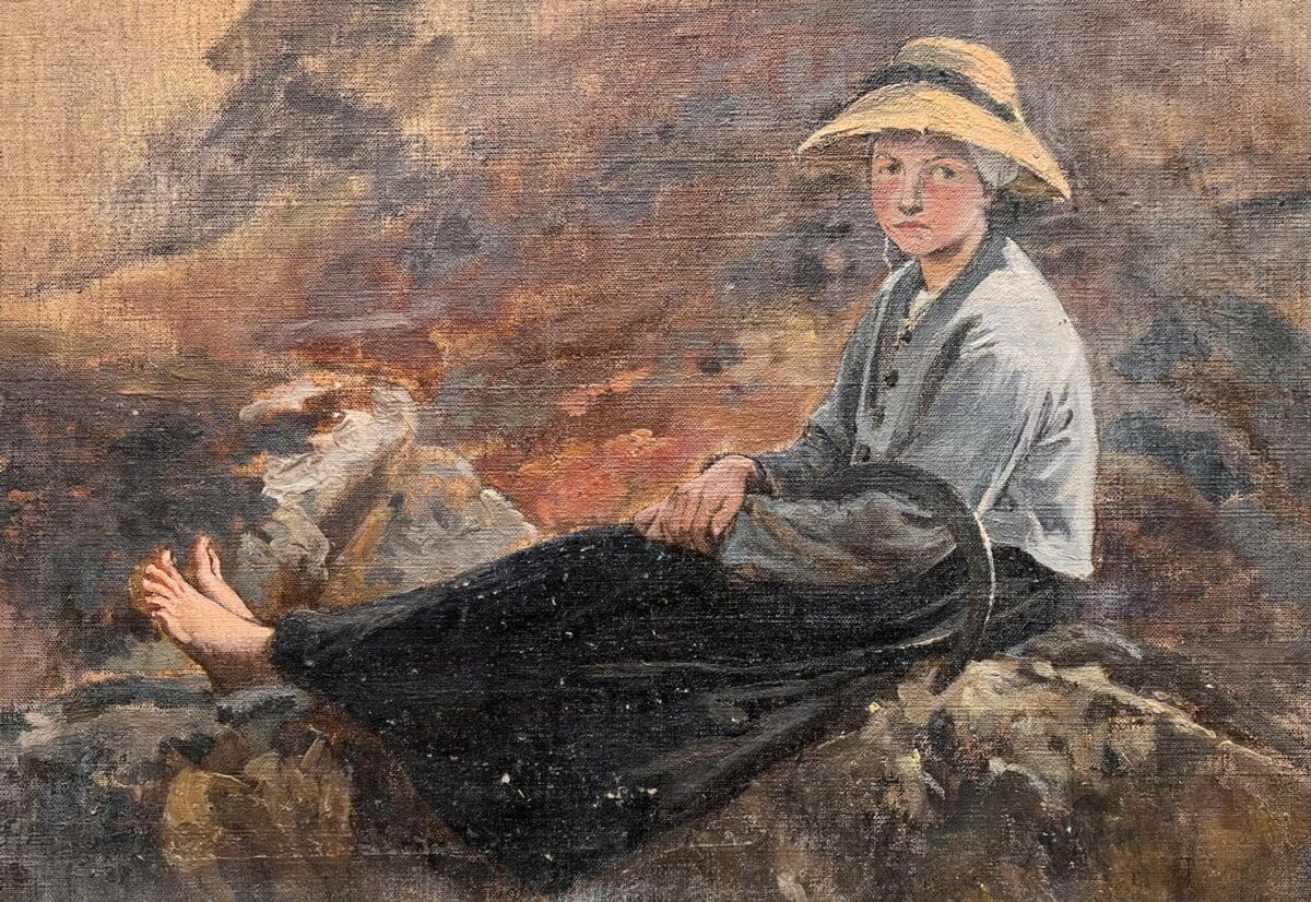 Huile sur toile - Etude d'une petite paysanne au repos - Alexis-Joseph Mazerolle – Image 4