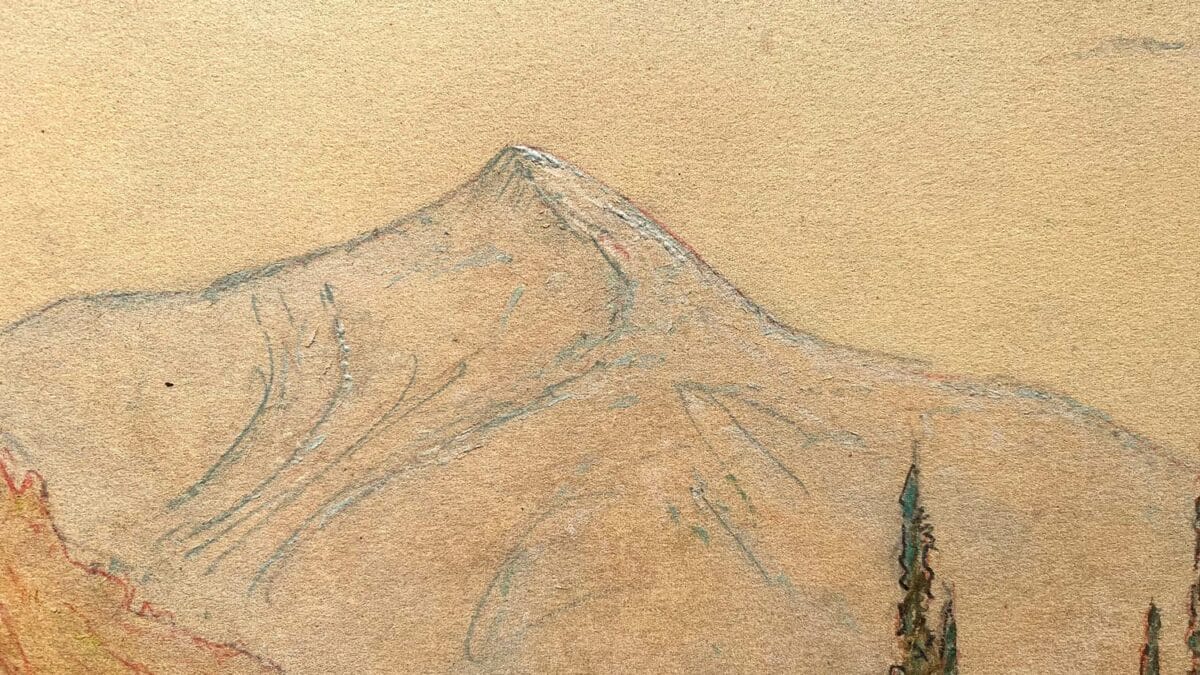 Paysage de montage en Lombardie - Huile sur Papier – Image 5