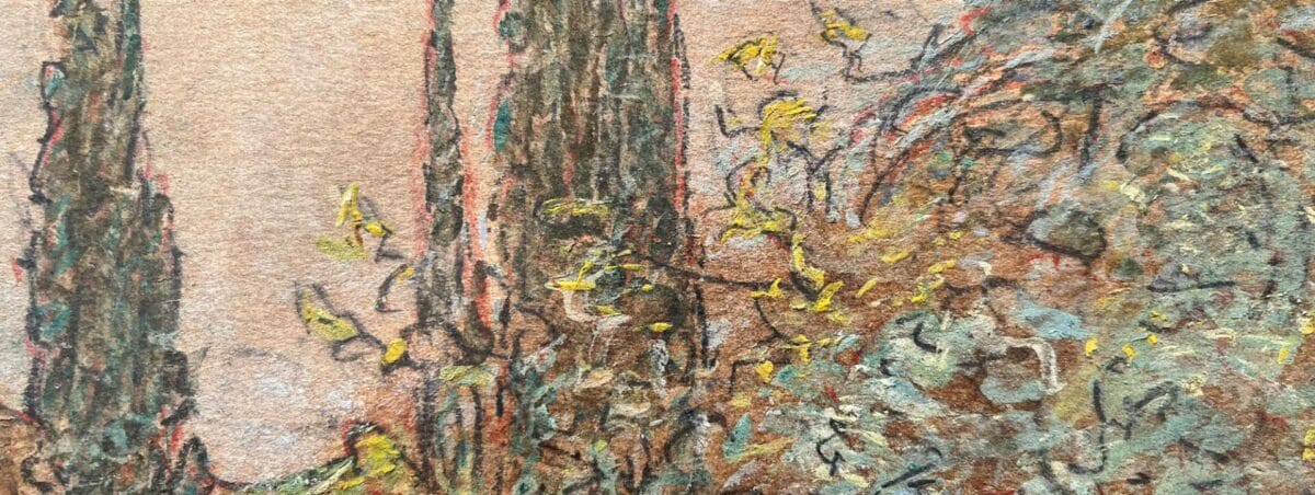 Paysage de montage en Lombardie - Huile sur Papier – Image 10