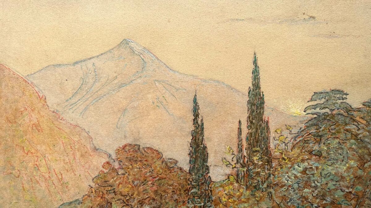 Paysage de montage en Lombardie - Huile sur Papier – Image 12