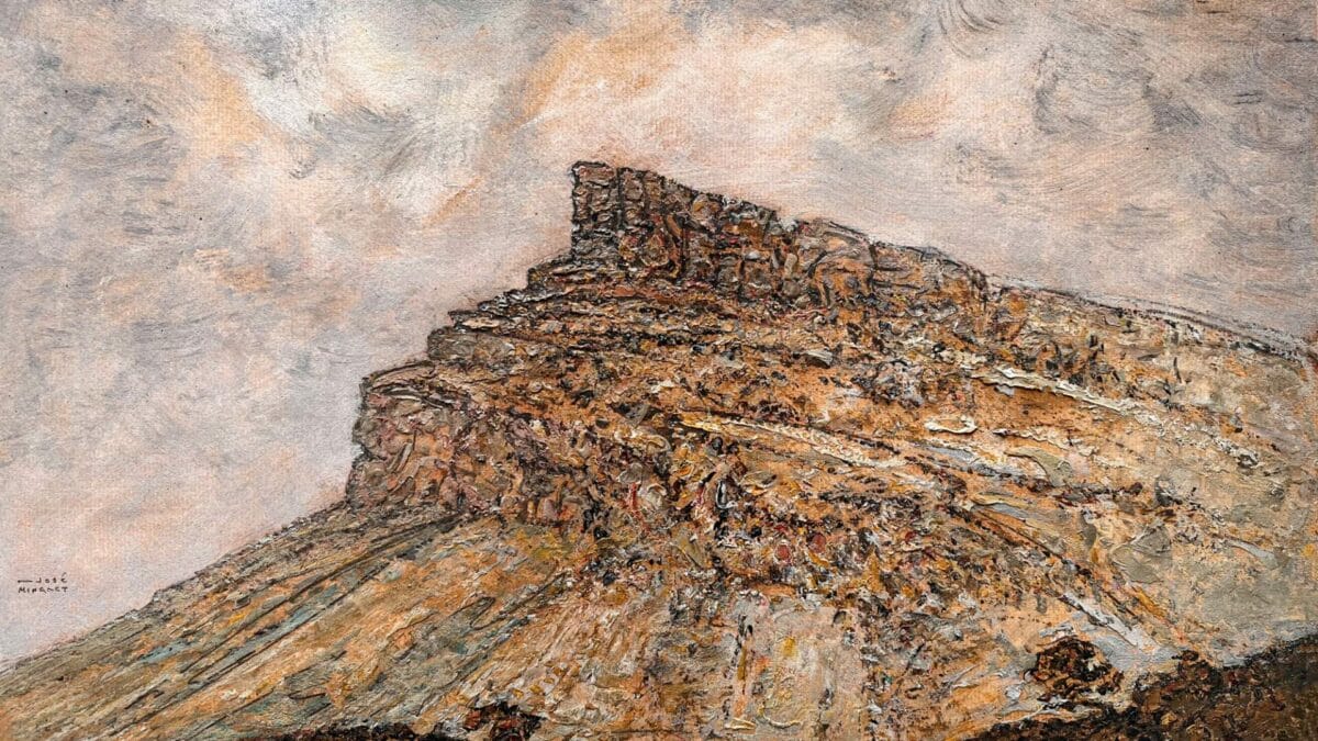 La roche de Solutré - Huile sur Papier